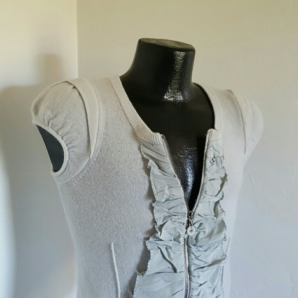 Anthropologie Leifsdottir Sweater Size S Gray Cashmere Full Zip - Picture 3 of 8